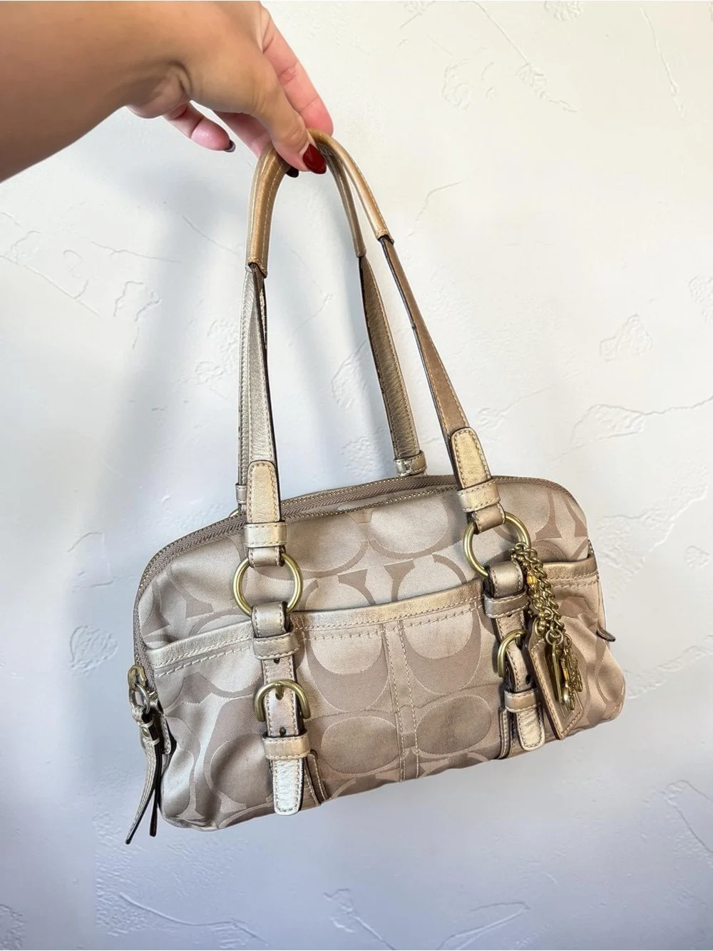 Coach Y2K Sig Bonnie Satchel in Champagne/Gold